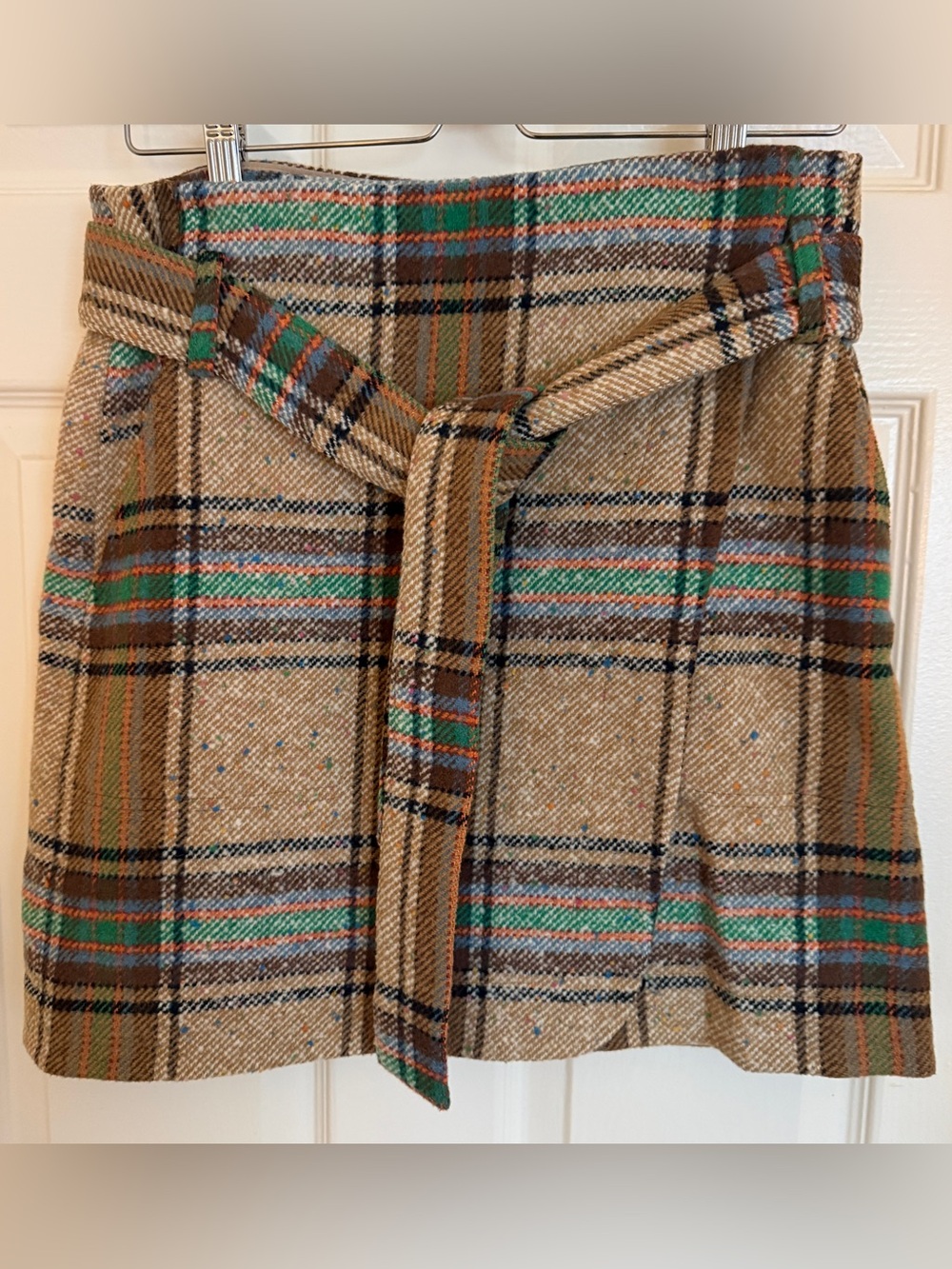 Sézane Skirt Plaid Mini Skirt Brown & Green Size 40